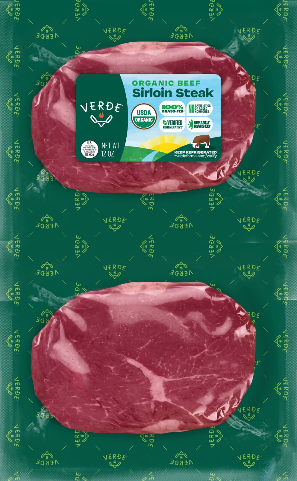 Verde Organic Beef Sirloin Steak (12 oz, 2 ct)
