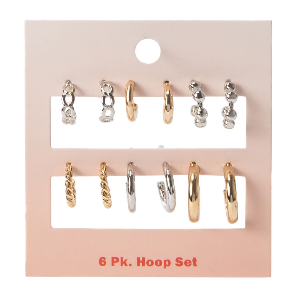 Hoop Set 6-Pack Mixed Metal Hoops