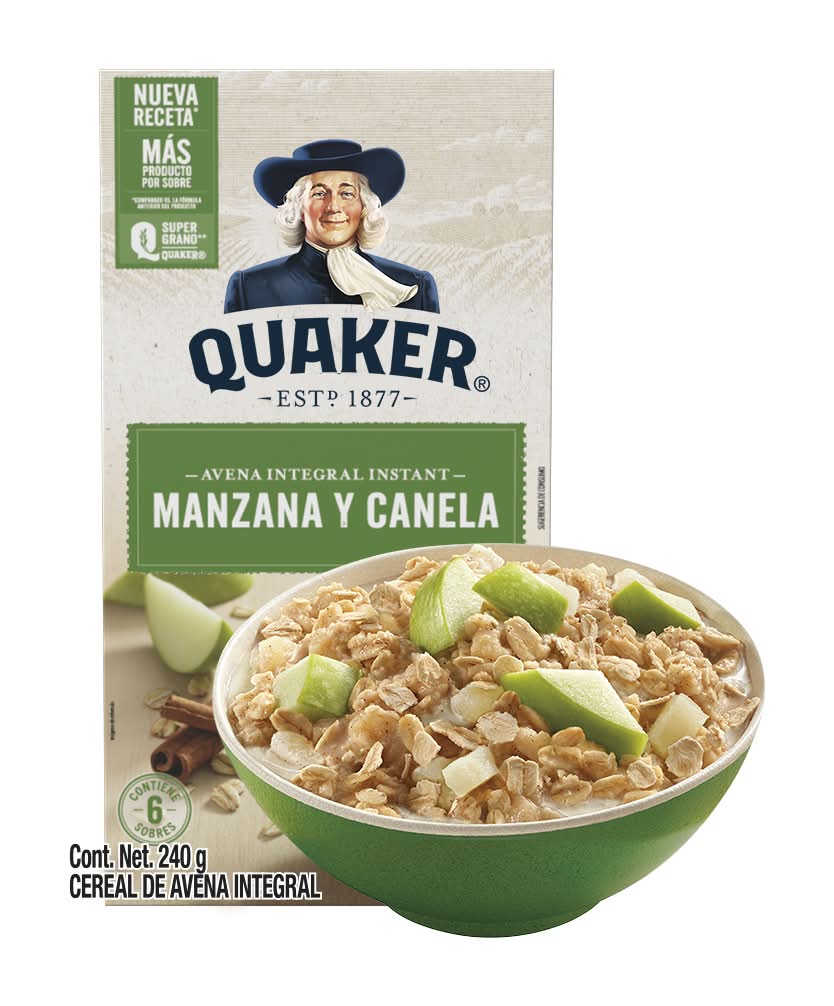 Quaker · Instant avena integral, manzana - canela (6 un)