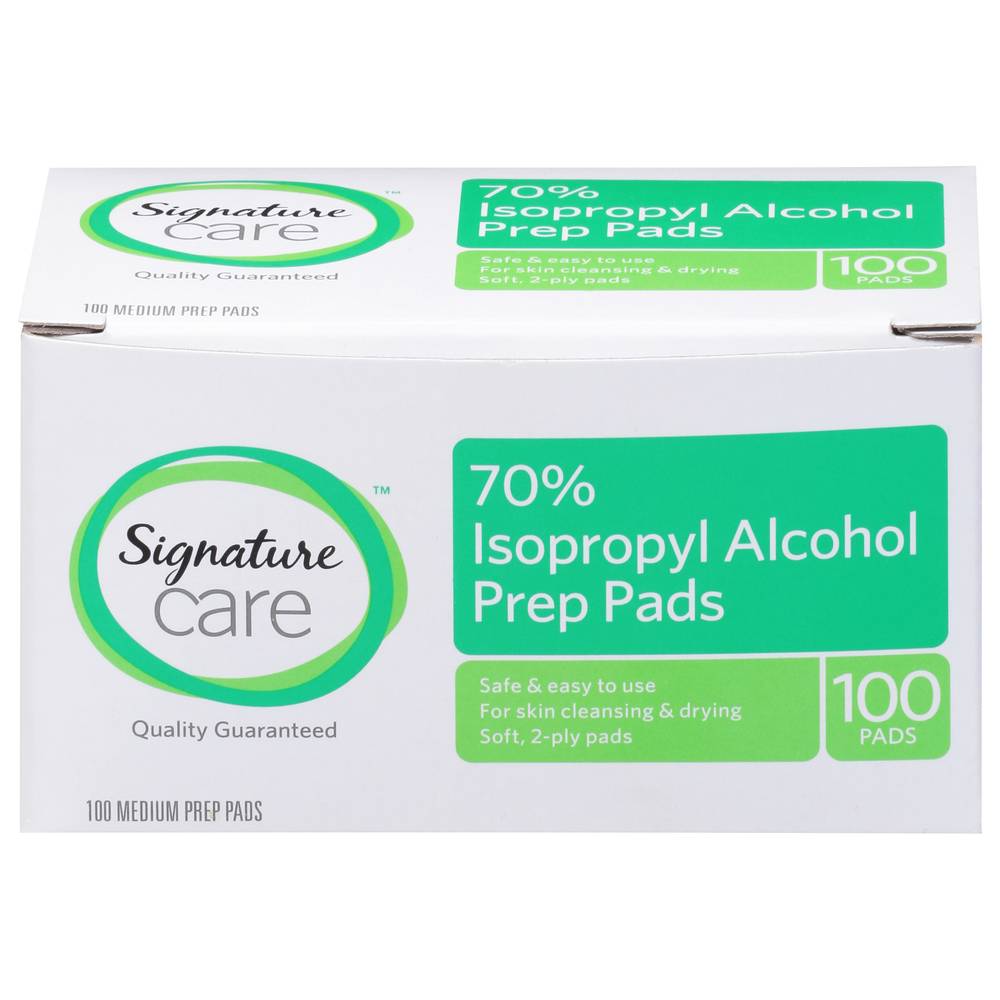 Signature Care 2-Ply 70% Isopropyl Alcohol Prep Pads Medium