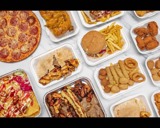 Yummy kebab and pizza 