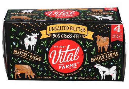 Vital Farms Pasture-Raised Grass-Fed Unsalted Butter 4 Sticks