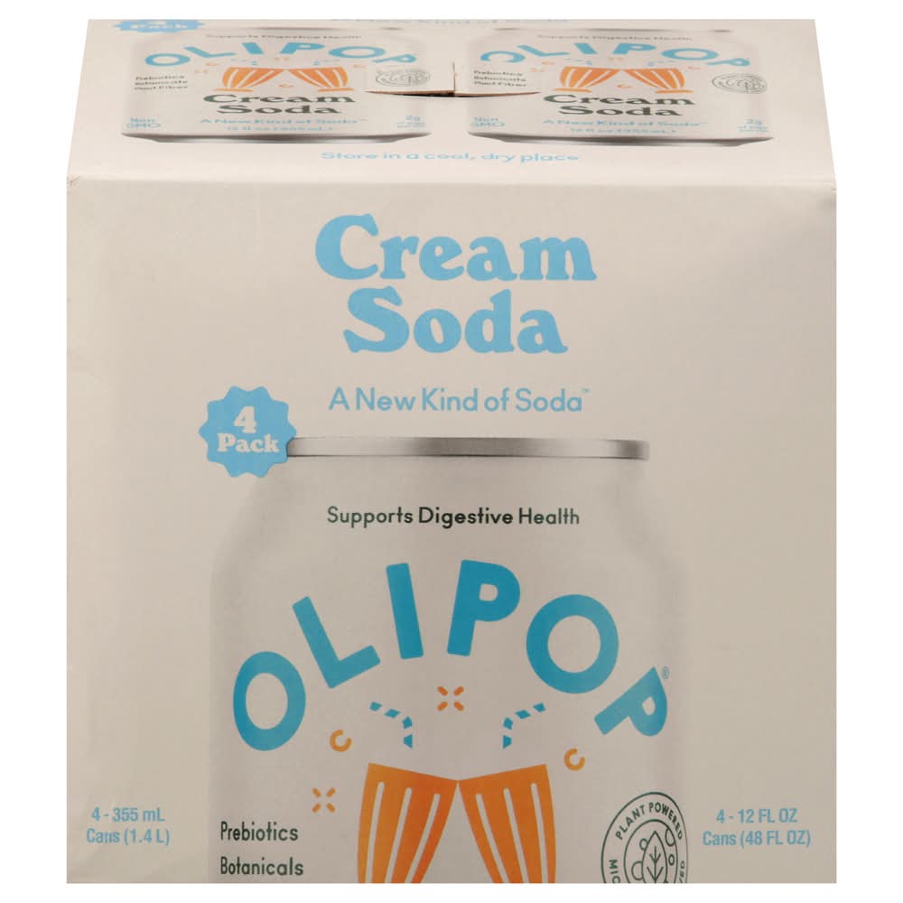 Olipop Prebiotics Cream Soda (4 x 12 fl oz)