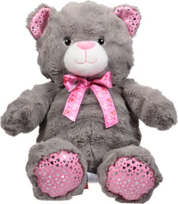 Signature Select Valentine Gray Ribbon Teddy 17 Inch - Each