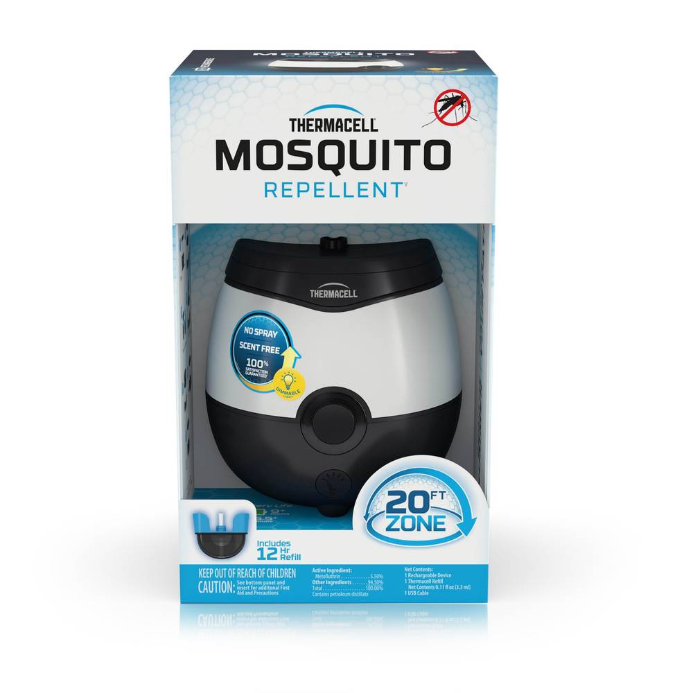 Thermacell Rechargeable Black LED Mosquito Repeller Home and Perimeter Outdoor Device | EL55