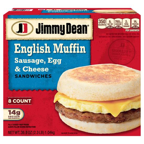 Jimmy Dean Sausage Egg & Cheese English Muffin Sandwiches (8 ct)