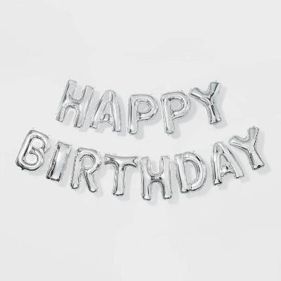 Spritz Happy Birthday Foil Balloon Kit, Silver