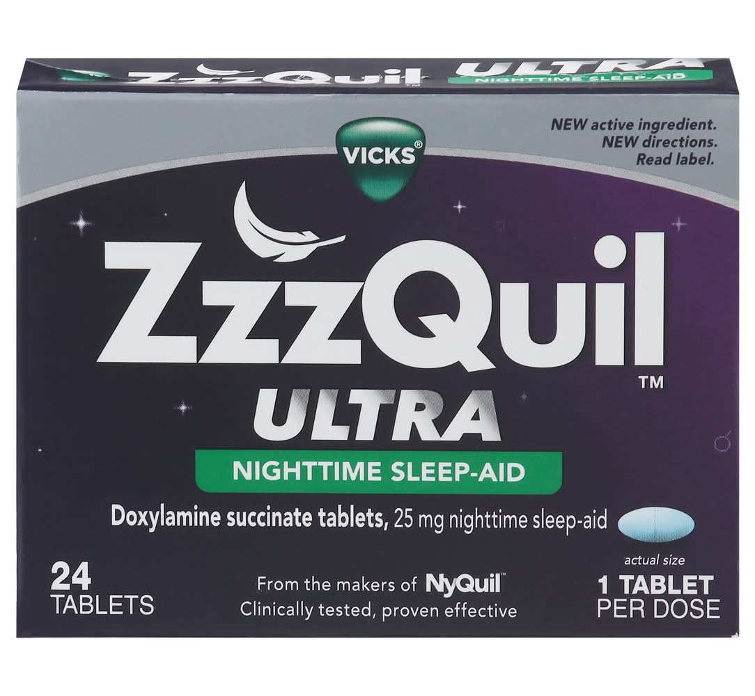 Vicks Zzzquil Ultra Nighttime Sleep-Aid Doxylamine Tablets 25 mg (24 ct)