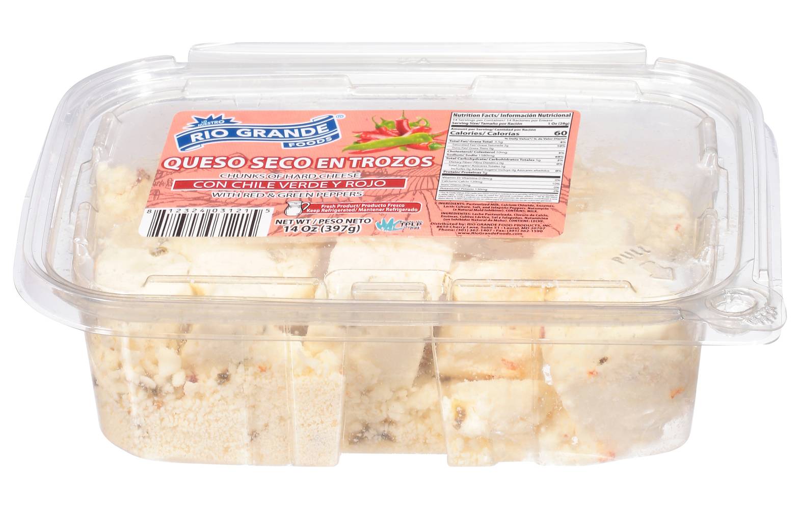 Rio Grande Red and Green Pepper Chunk Of Hard Cheese (14 oz)