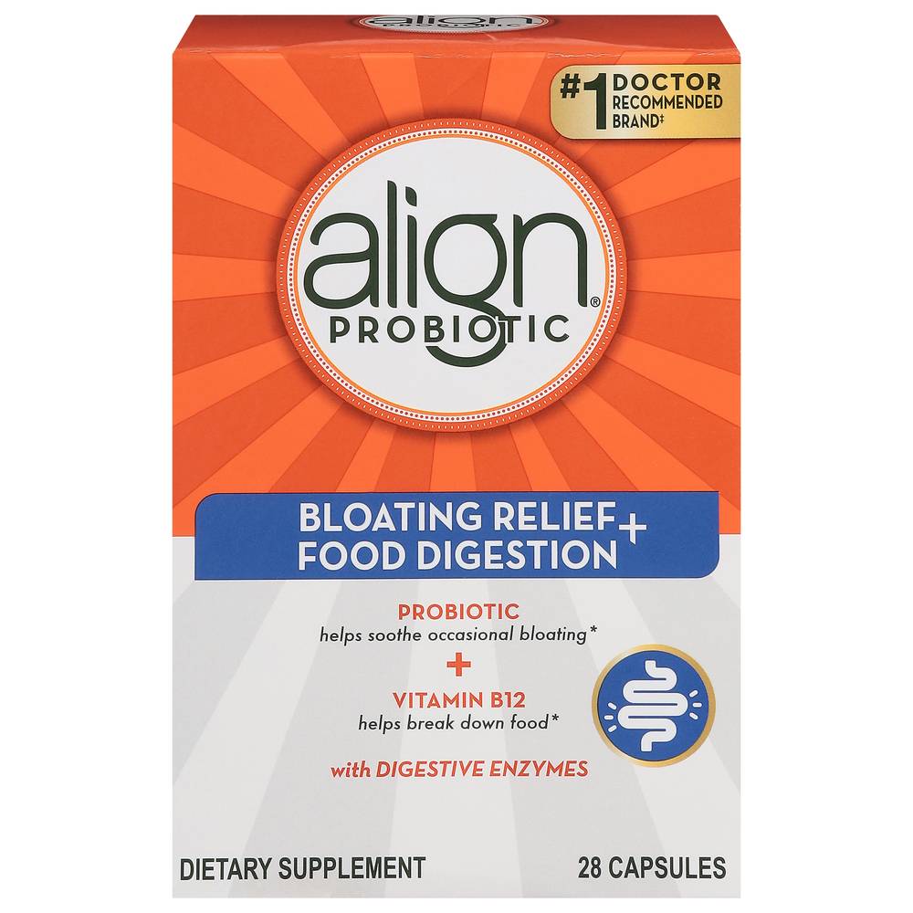 Align Probiotic Bloating Relief + Food Digestion Capsules (28 ct)