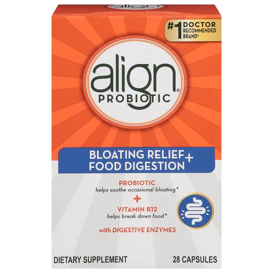 Align Probiotic Bloating Relief + Food Digestion Capsules (28 ct)