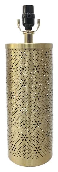 Gold Punched Metal Table Lamp Base, 17"