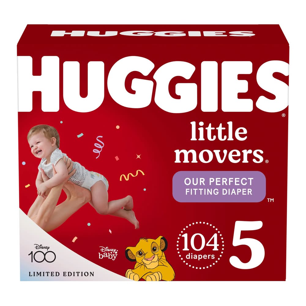 Huggies Little Movers Huge Value Fitting Baby Diapers, 5 (104 ct)