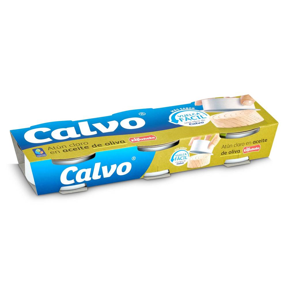 Atún Claro En Aceite De Oliva Calvo Lata 3 X 52 G