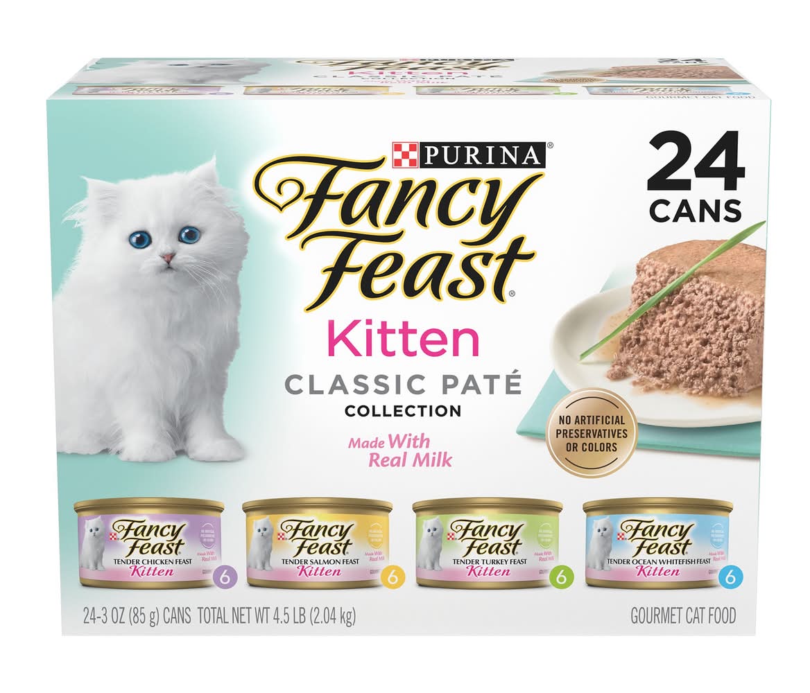Fancy Feast® Kitten Classic Pate Wet Cat Food - Variety Pack, 3 Oz, 24 Count, Real Milk (Flavor: Variety, Size: 24 Count)