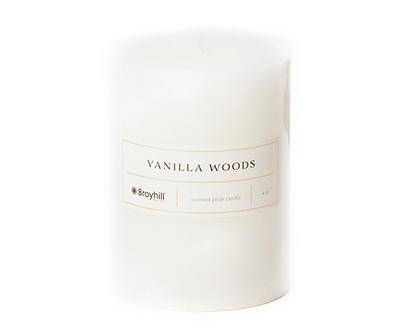 Vanilla Woods White Pillar Candle, (4")