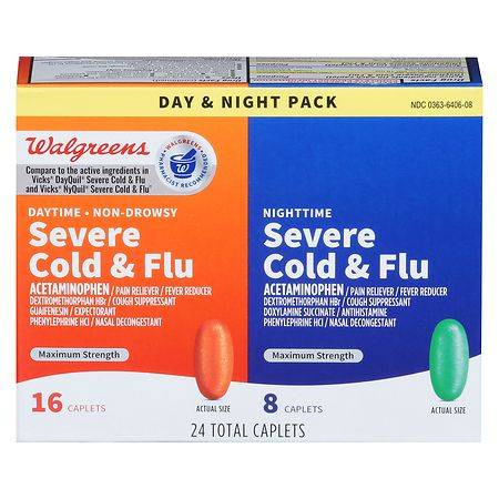 Walgreens Daytime & Nighttime Severe Cold & Flu Caplets (24 ct)