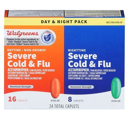 Walgreens Daytime & Nighttime Severe Cold & Flu Caplets (24 ct)
