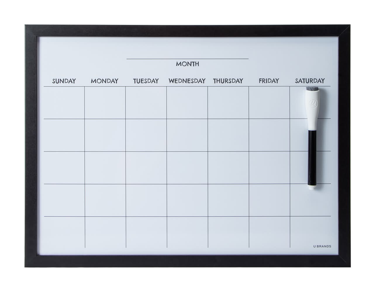 Wood Style Frame Dry Erase Calendar Black