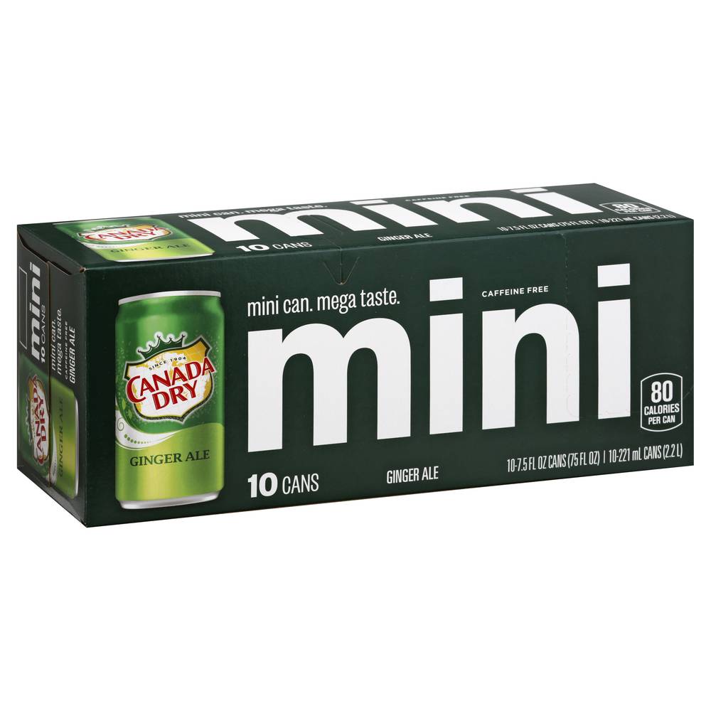 Canada Dry Mini Ginger Ale Soda Cans (10 x 7.5 fl oz)