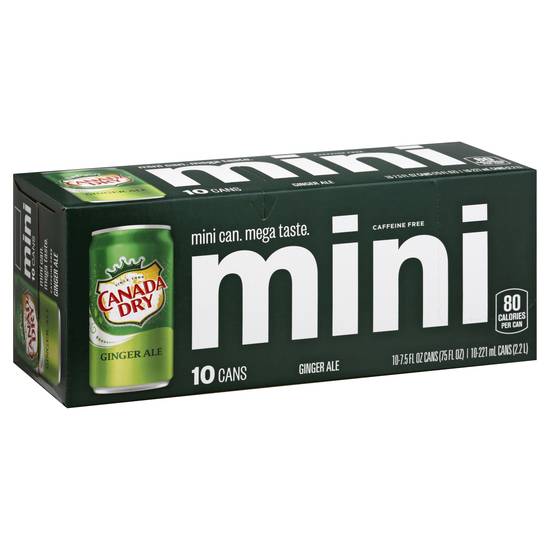 Canada Dry Mini Ginger Ale Soda Cans (10 ct, 75 fl oz)