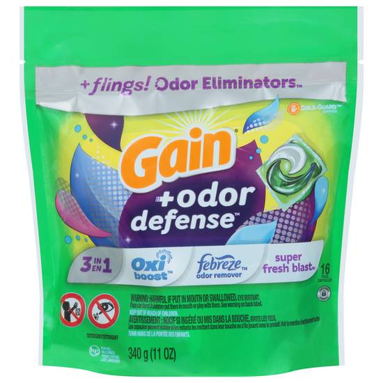 Gain Odor Defense 3 in 1 Detergent 16 Pacs