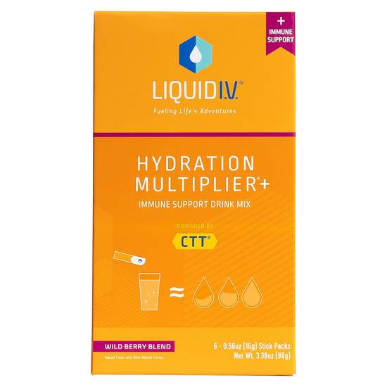 Liquid I.v. Hydration Multiplier Plus Immune Support Drink Mix (6 pack, 0.56 oz) (wild berry blend)