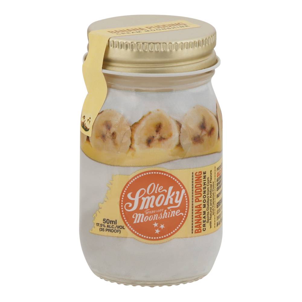 Ole Smoky Banana Pudding Cream Moonshine Liquor, Vanilla Wafers-Whipped Cream-Bananas (50 ml)