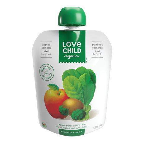 Love Child Organics Apple Spinach Kiwi Broccoli Organic Puree Pouches (128 ml)