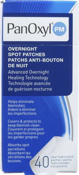 PanOxyl Pm Overnight Spot Patches Advanced Hydrocolloid Healing Technology Fragrance Free (40 ct)