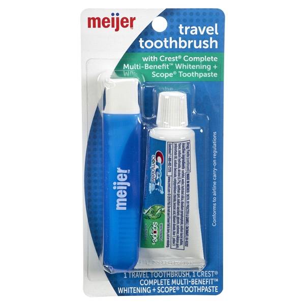 Meijer Travel Toothbrush with Crest Toothpaste, 1 set