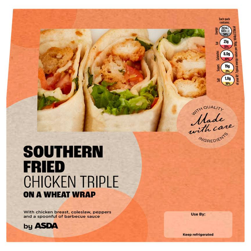 Asda Southern Fried Chicken Triple on a Wheat Wrap