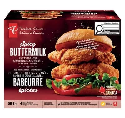 President's Choice Crispy Breaded Seasoned Chicken Breasts, Spicy Buttermilk (4 x 140 g)