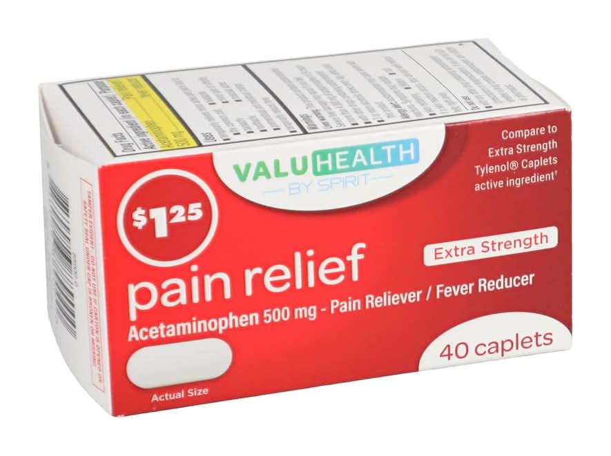 ValuHealth Extra Strength 500-mg. Acetaminophen Caplets, 40 ct. Bottle