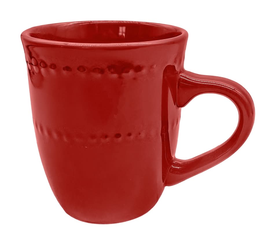 Royal Norfolk Ceramic Embossed Mugs 12 oz, Red