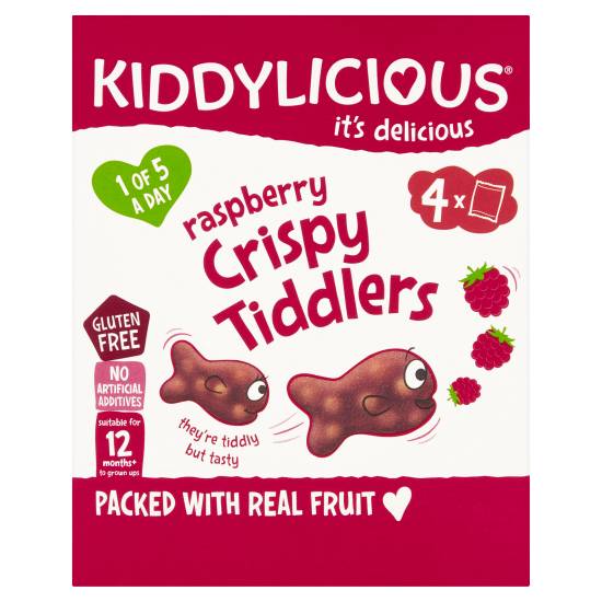 Kiddylicious Crispy Tiddlers, Raspberry, Infant Snack 12 Months+ Multipack (4 ct)