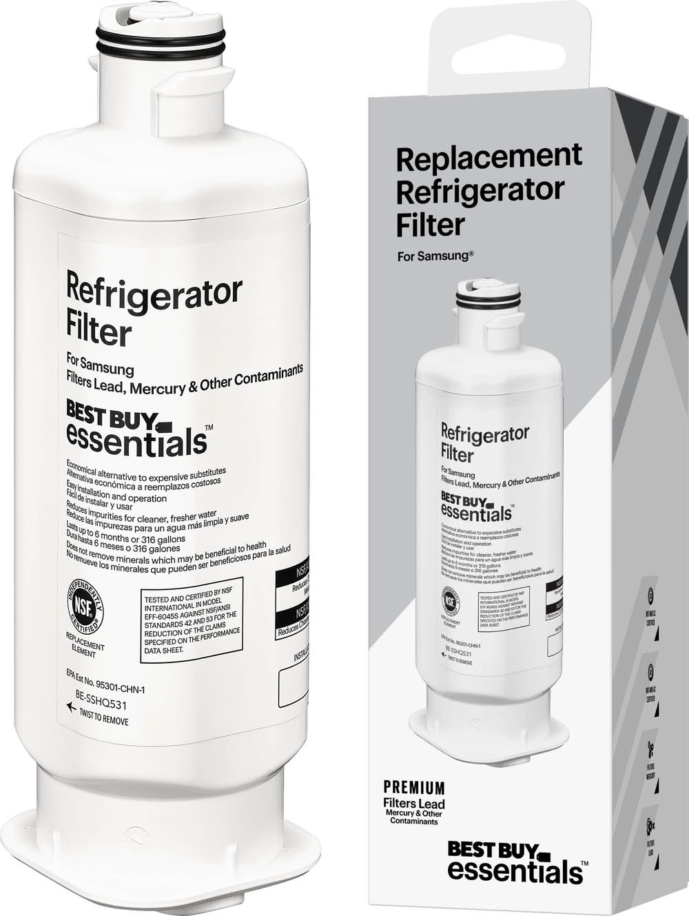 Best Buy Essentials™ - NSF 42/53 Water Filter Replacement for Select Samsung Refrigerators - White