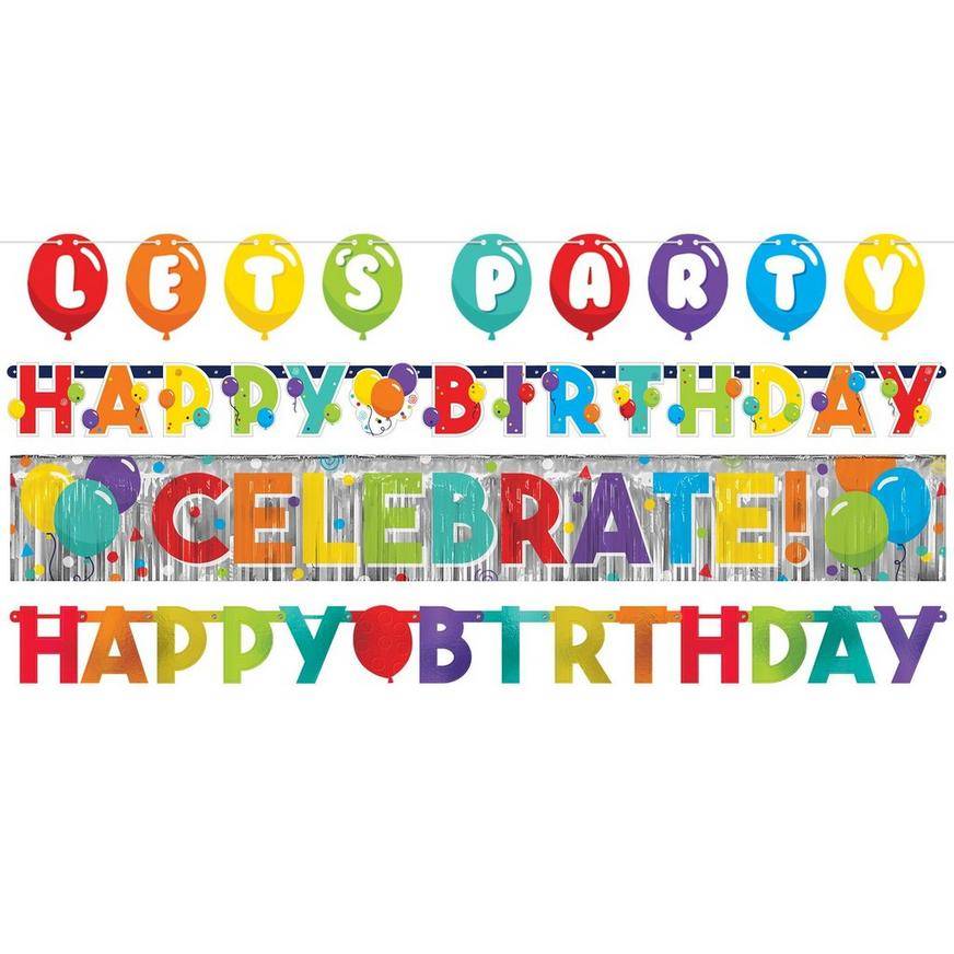 Party City Birthday Balloons Banners, Multi (4 ct)