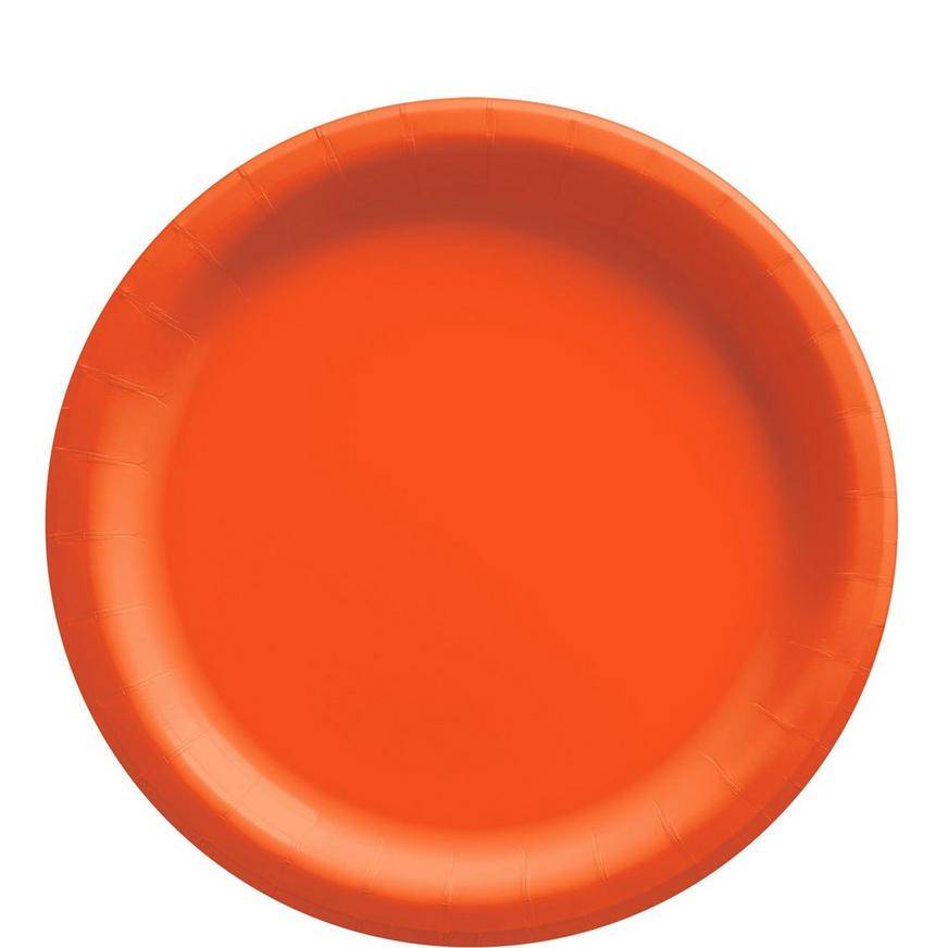 Party City Extra Sturdy Paper Lunch Plates, 8.5 in, Orange (50 ct)