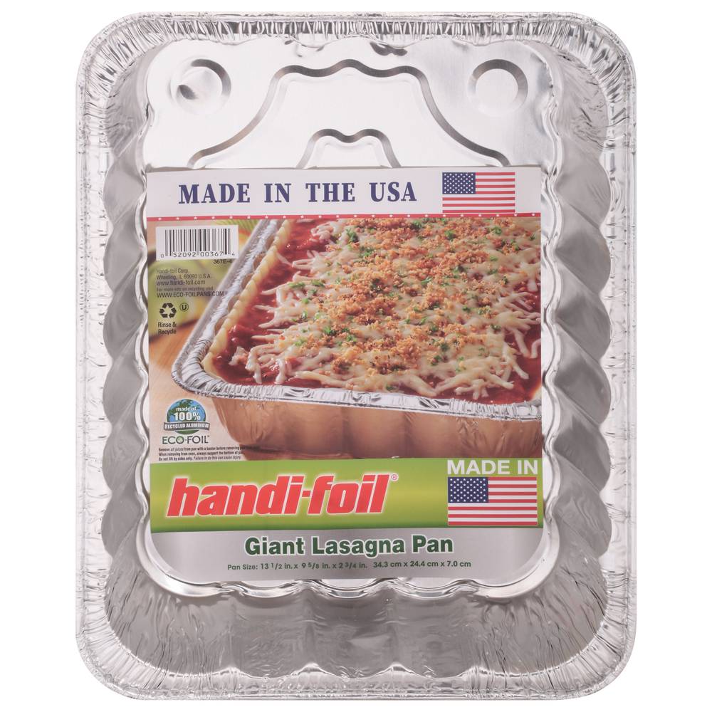 Handi-Foil Giant Lasagna Pan, Size -13-1/2 in. x 9-5/8 in. x 2-3/4 in. 34.3 cm x 24.4 cm x 7.0 cm).