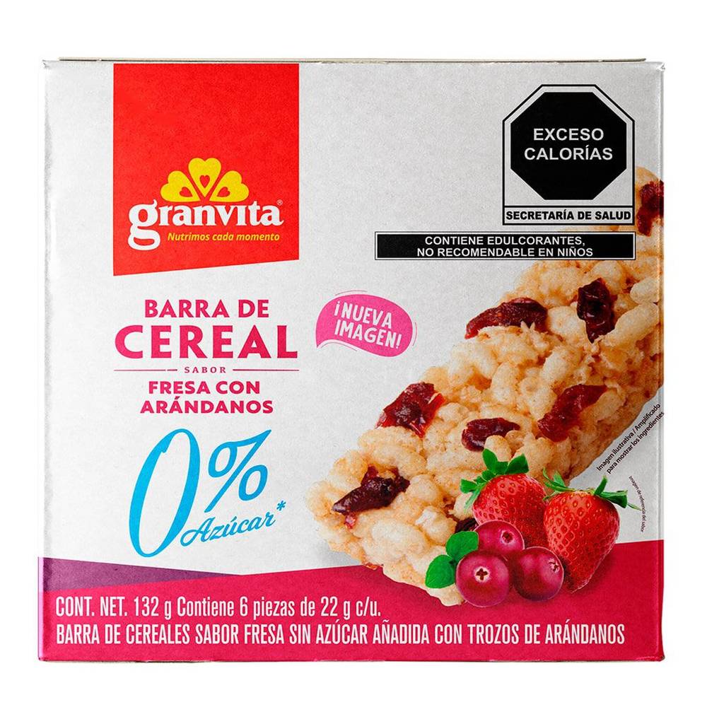 Granvita barras de cereal 0% azúcar sabor fresa y arándanos (caja 132 g)