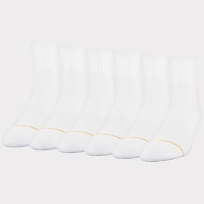 Signature Gold by GOLDTOE Men's Modern Essential 6pk No Show Dress Socks - White 6-12.5
