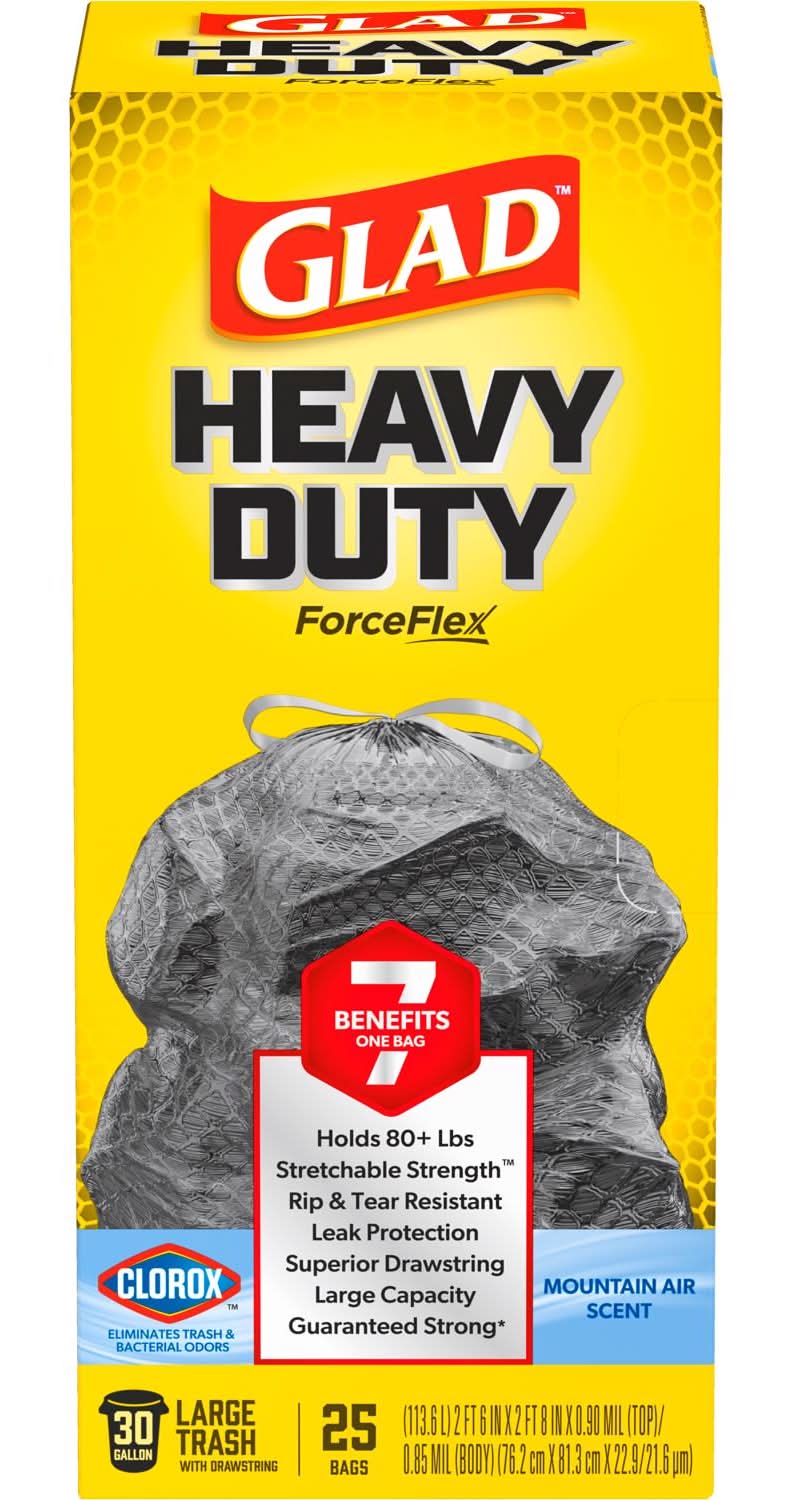 Glad Force Flex 30 Gal Mountain Air Trash Bags Drawstring 25 Pk