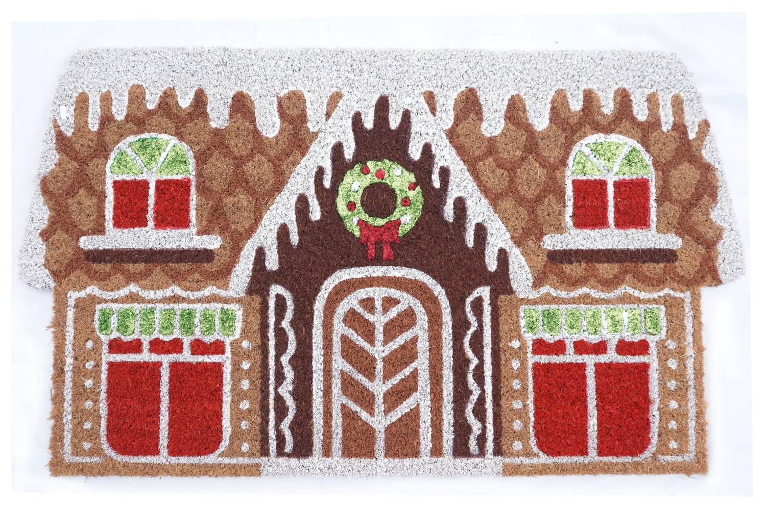 Holiday Living 1-1/2-ft x 2-1/2-ft Natural Coir/Latex Rectangular Indoor or Outdoor Decorative Door Mat | WG-Q424-GINGERBREAD