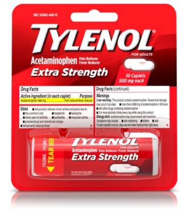 Tylenol - Extra Strength Caplets, 500 Mg, 10 Ct (1 Unit per Case)