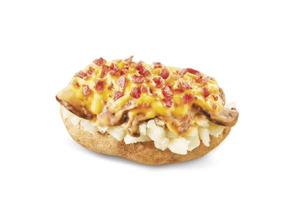 Bacon Portabella Mushroom Melt Baked Potato (Cals: 550)