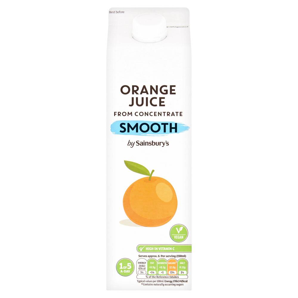 Sainsbury's Smooth Pure Orange Juice 1L