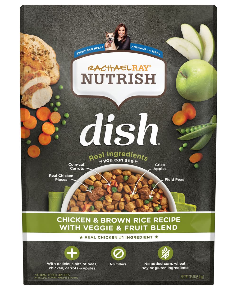 Nutrish Dish Natural Dry Food For Dogs, Chicken & Brown Rice With Veggie & Fruit Blend (11.5 lbs)