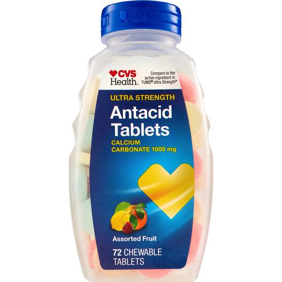 CVS Health Antacid Tablets Maximum Strength, Assorted Fruit, 72 CT