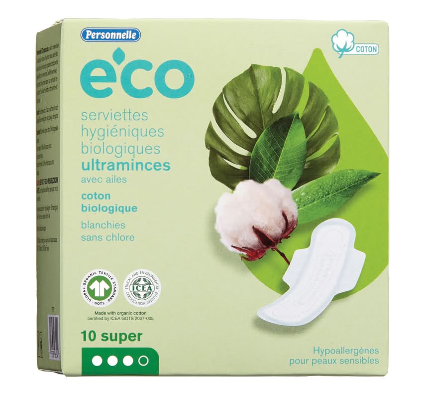 Personnelle serviettes hygiéniques ultraminces avec ailes super bio (10 unités) (female)